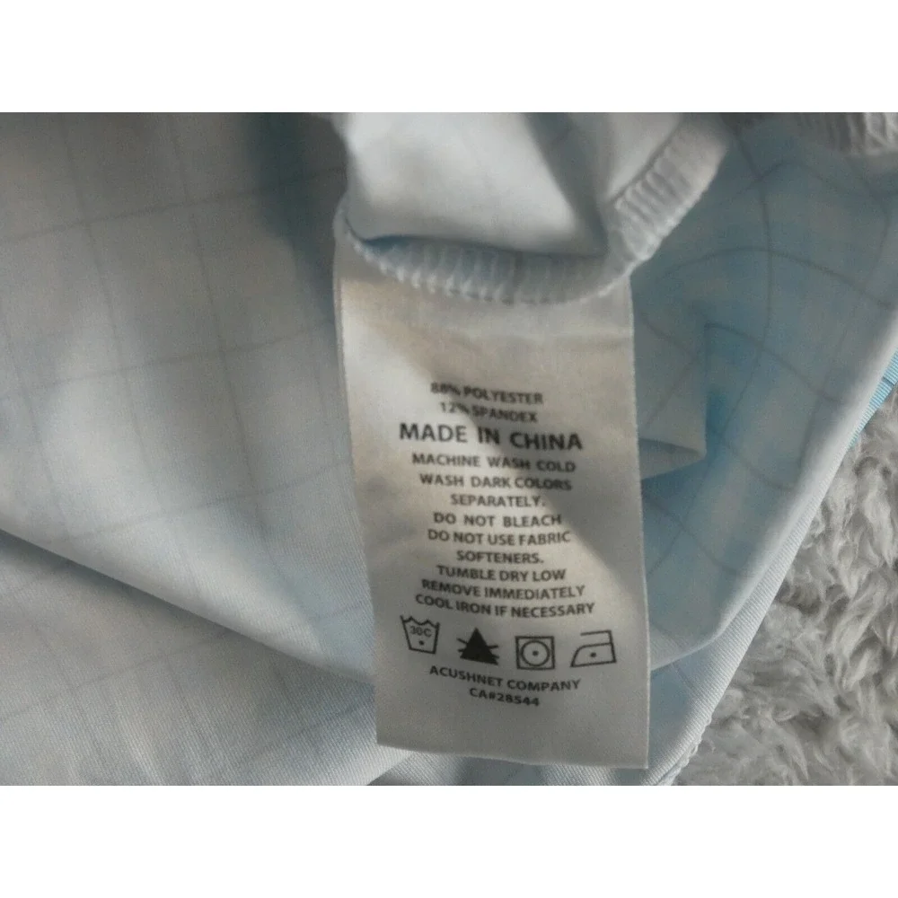 FootJoy FJ‎ Lightweight Golf Polo Shirt Mens M Blue White Plaid No Course Logo